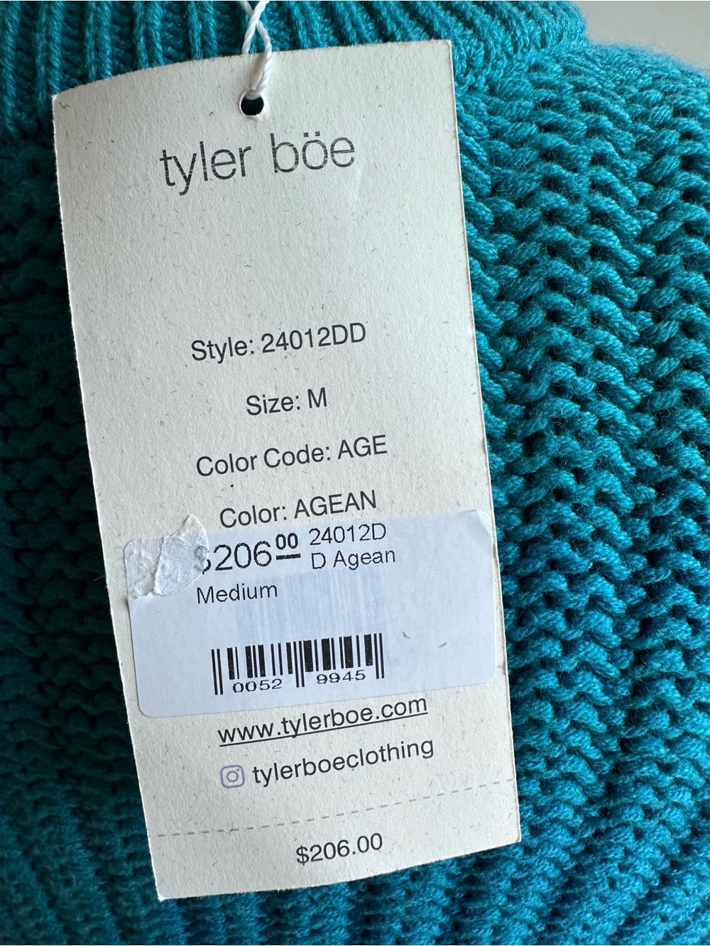 NWT Tyler Böe Cotton Blend Knit Jacket in Agean Size Medium - Picture 5 of 9